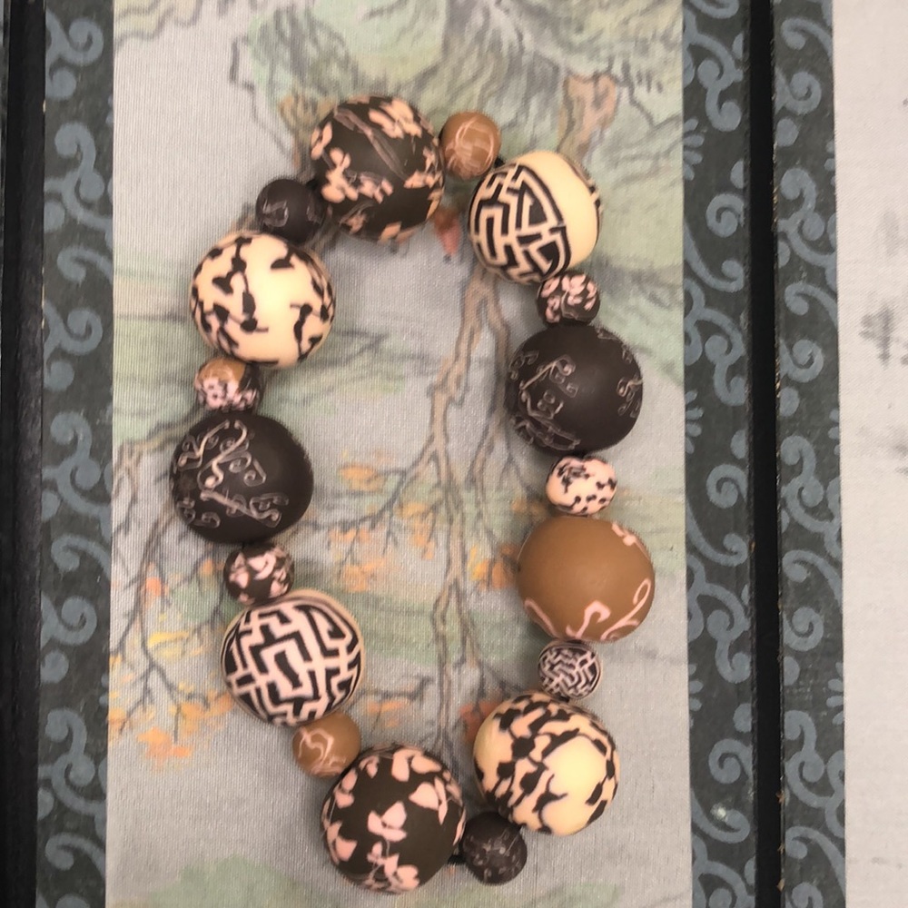 Hand Painted Viva Beads Clay Bead Bracelet- Plus Size